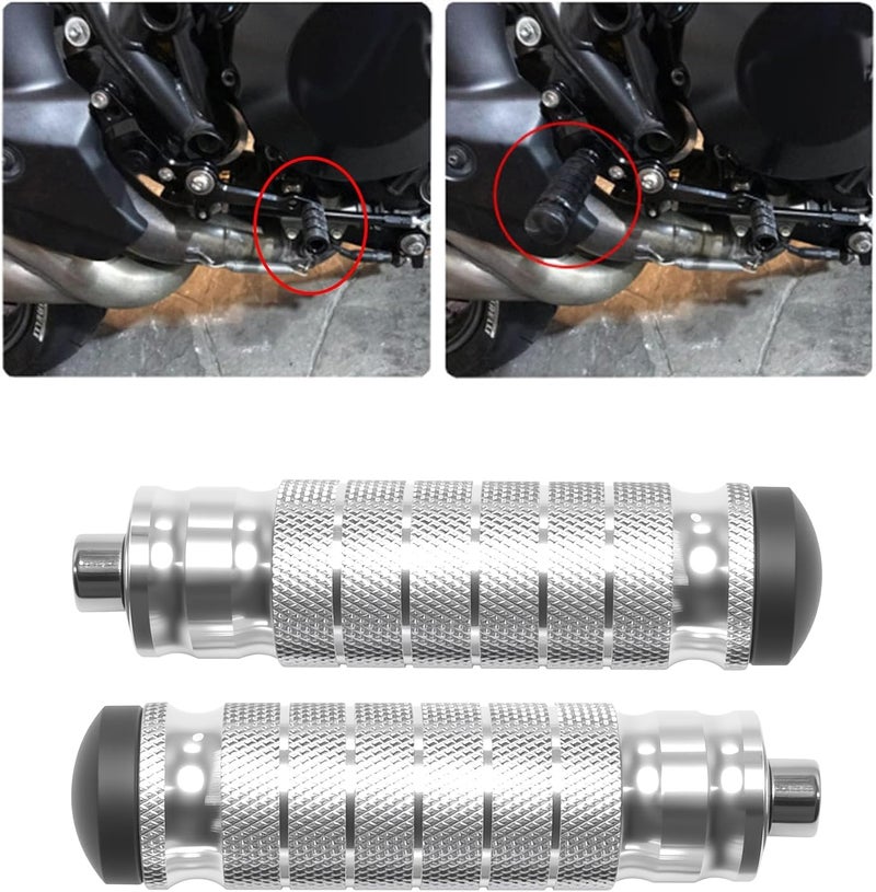 JXPANG Universal 8mm Foot Pegs CNC Aluminum Install Bolts Motorcycle Rearsets Footrest Footpegs Compatible With YAMAHA Honda Suzuki Kawasaki Ducati Aprilia (Silver) - Image 2